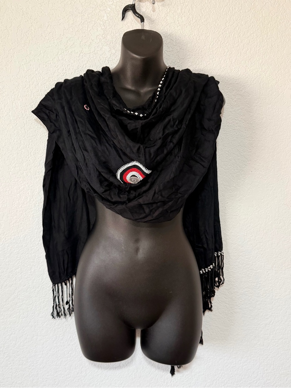 Black Goth 100% Pashmina Evil Eye Protection Scarf  🧿